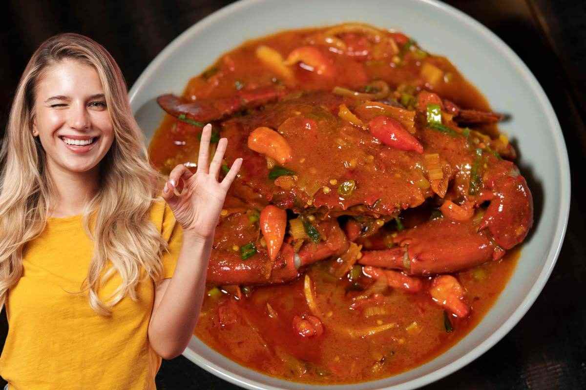 Piatto di carne al sugo e ragazza